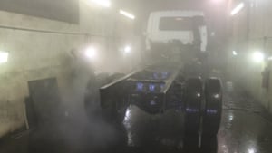 cab and chassis truck being washed
